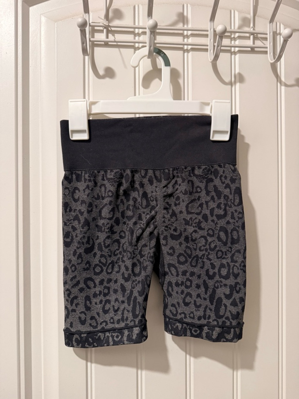 Kids Leopard Print Active Shorts - Gray